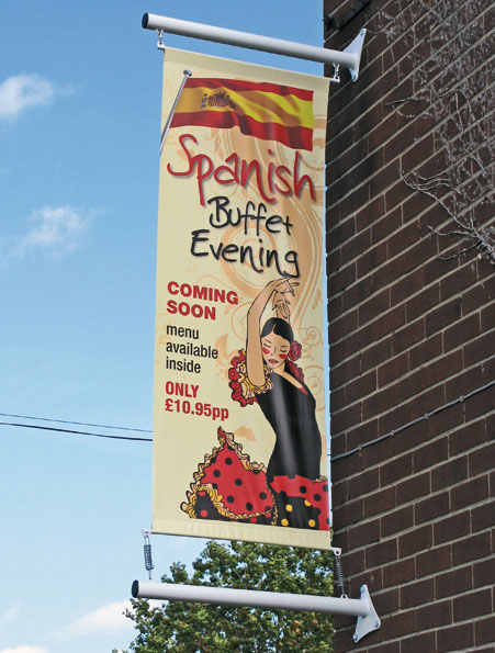wall mounted banner pole, a great way to get your premises noticed from another angle